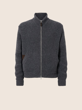 Dark Grey Melange Wool Knit Jacket