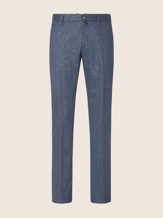 Bobby Slim Chino Pants in Dark Blue Melange Wool Flannel