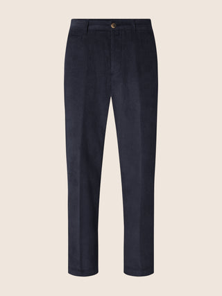 Justin Straight Chino Pants in Navy Blue Cotton Corduroy