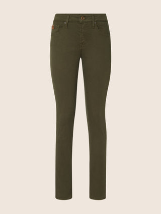 Kimberly Skinny 5 Pocket Trousers in Dark Green Power Stretch Bull