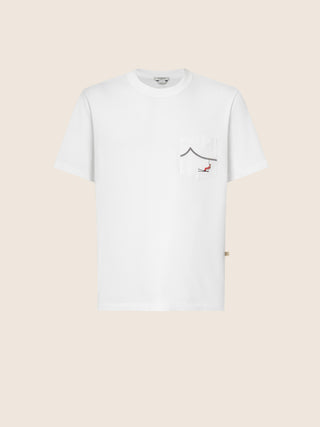 White Cotton Jersey Crewneck T-shirt with Chest Pocket