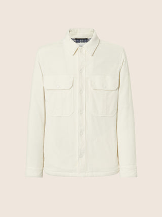 Padded Overshirt in Cream Cotton and Cashmere Corduroy
