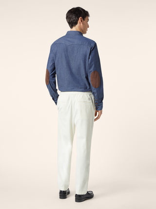 Cotton-Cashmere Chambray Western Shirt