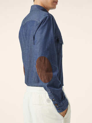 Cotton-Cashmere Chambray Western Shirt