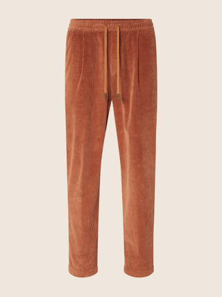 Daniel Carrot Chino Pants in Rust-Brown Cotton and Cashmere Corduroy