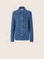 Overshirt in denim motivo Giglio laserato blu medio | Jacob Cohën