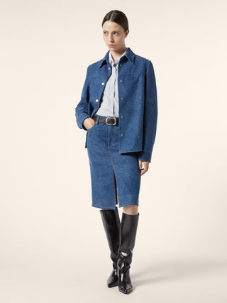 Denim Overshirt with Lasered Giglio