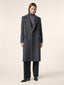 Coat in Grey Brushed Wool Cloth with Herringbone Motif | Jacob Cohën