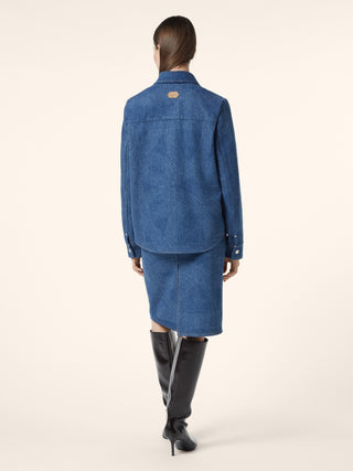Denim Overshirt with Lasered Giglio