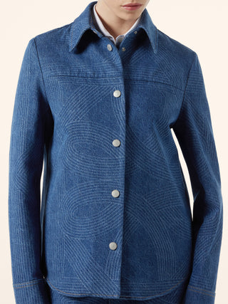 Denim Overshirt with Lasered Giglio