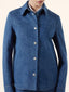 Overshirt in Medium Blue Denim with Lasered Giglio | Jacob Cohën | Details 4