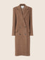 Coat in Nut-Brown Brushed Wool Cloth with Herringbone Motif | Jacob Cohën