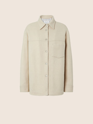Overshirt in Cream Washed Wool Twill