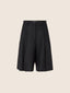 Christina Wide Bermuda Shorts in Black Wool Batavia | Jacob Cohën