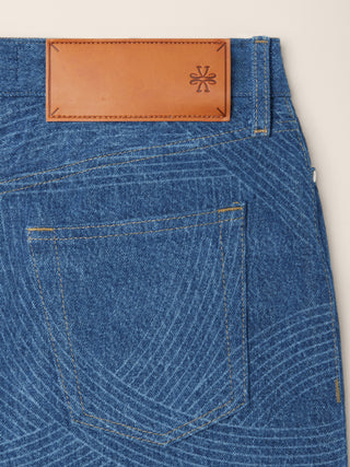 Denim Midi Skirt with Lasered Giglio