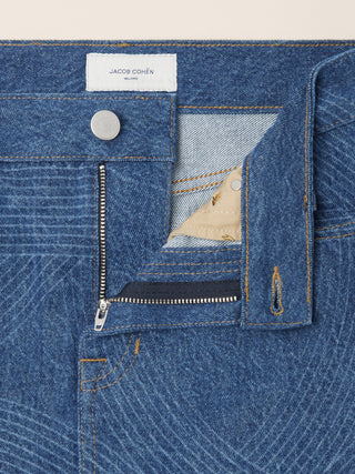 Denim Midi Skirt with Lasered Giglio