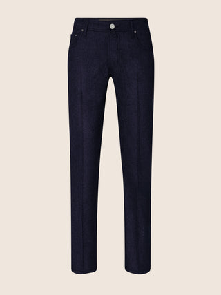 Bard Regular-Slim 5 Pocket Pants in Dark Grey Melange Wool Comfort Flannel