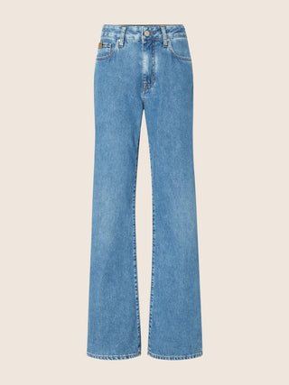 Hailey Relaxed 5 Pocket Jeans in Light Blue Cotton Denim