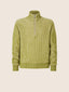 Mock-Neck Sweater with Half Zip in Cardamom Green Plated Wool-Mohair Knit | Jacob Cohën