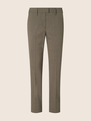 Mary Slim Trousers in Khaki Stretch Wool Canvas