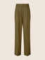 Tracy Wide Pants in Dark Green Wool Batavia | Jacob Cohën