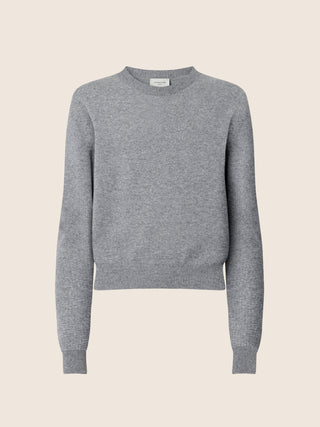 Pull col ras du cou en cachemire gris clair chiné