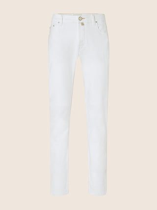 Bard Regular-Slim 5 Pocket Jeans in White Stretch Bull Denim
