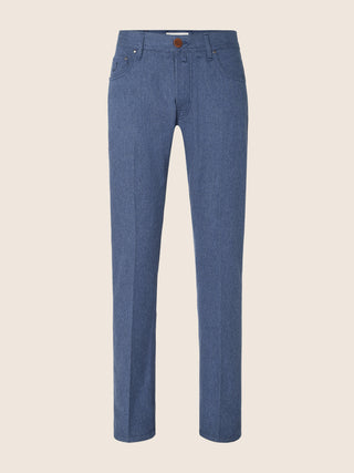 Bard Regular-Slim 5 Pocket Pants in Light Blue Melange Pure Cashmere