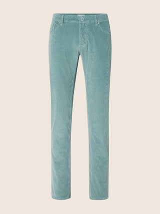 Nick Slim 5 Pocket Pants in Turquoise Cotton and Lyocell Stretch Corduroy