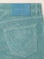 Nick Slim 5 Pocket Pants in Turquoise Cotton and Lyocell Stretch Corduroy | Jacob Cohën | Details 4