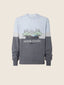 Crewneck Sweater in Grey and Light Blue Wool and Cashmere with Embroidery | Jacob Cohën