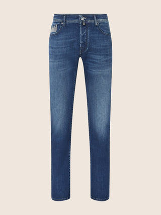 Bard Regular-Slim 5 Pocket Jeans in Medium Blue Super Stretch Denim