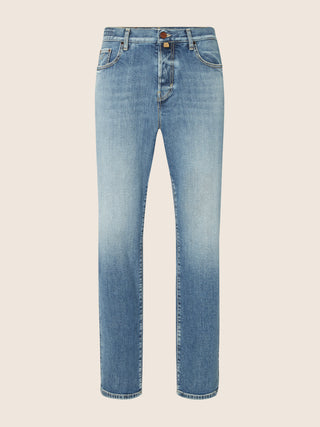 David Bootcut 5 Pocket Jeans in Light Blue Super Stretch Denim