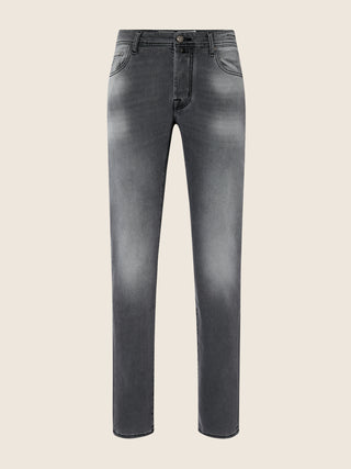 Bard Regular-Slim 5 Pocket Jeans in Black Sprayed Super Stretch Denim