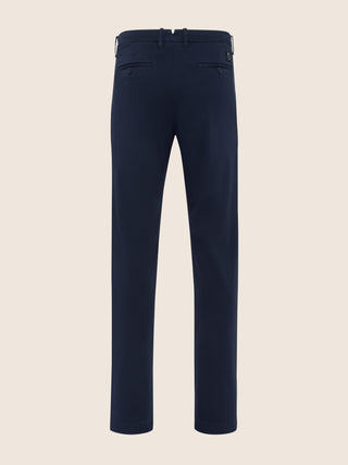 Pantalone chino slim Bobby in gabardina stretch navy blue