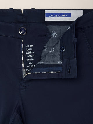 Pantalone chino slim Bobby in gabardina stretch navy blue