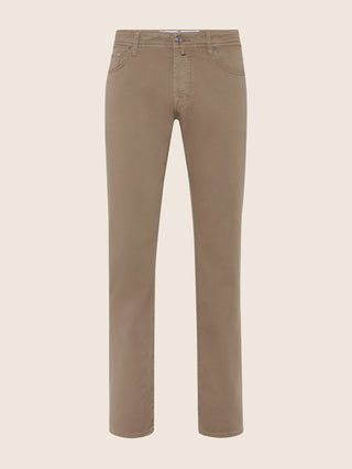 Bard Regular-Slim 5 Pocket Pants in Khaki Cotton Stretch Gabardine