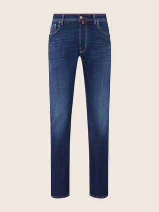 Bard Regular-Slim 5 Pocket Jeans in Medium Blue Super Stretch Denim