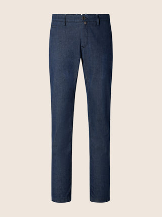 Bobby Slim Denim Chinos in Dark Blue Power Stretch Denim with Rinse Wash