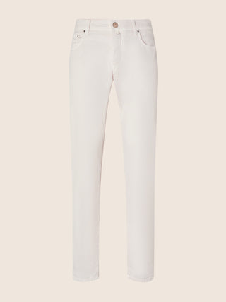 Bard Regular-Slim 5 Pocket Pants in Mauve Pink Cotton and Lyocell Stretch Twill
