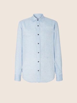 Regular Fit Shirt in Light Blue Linen