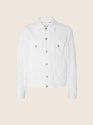 Trucker Jacket in White Cotton Bull