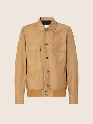 Bomber in Mink Brown Cotton and Nylon