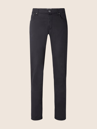 Bard Regular-Slim 5 Pocket Pants in Navy Blue Cotton and Lyocell Stretch Twill