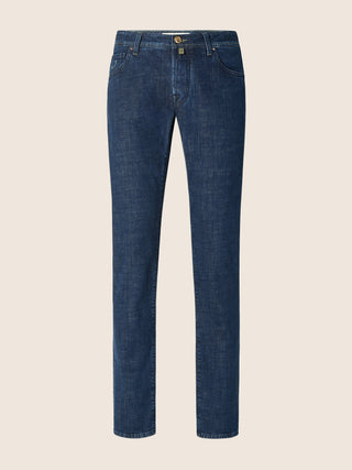 Nick Slim 5 Pocket Jeans in Dark Blue Comfort Denim with Rinse Wash
