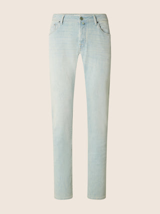 Nick Slim Super-Slim 5 Pocket Jeans in Light Blue Power Stretch Denim with Vintage Wash