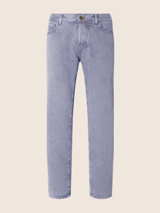Edo Regular-Straight 5 Pocket Pants in Colony Blue Cotton Bull