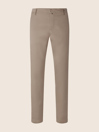 Gray Regular Chino Pants in Dove Grey Cotton and Lyocell Stretch Twill