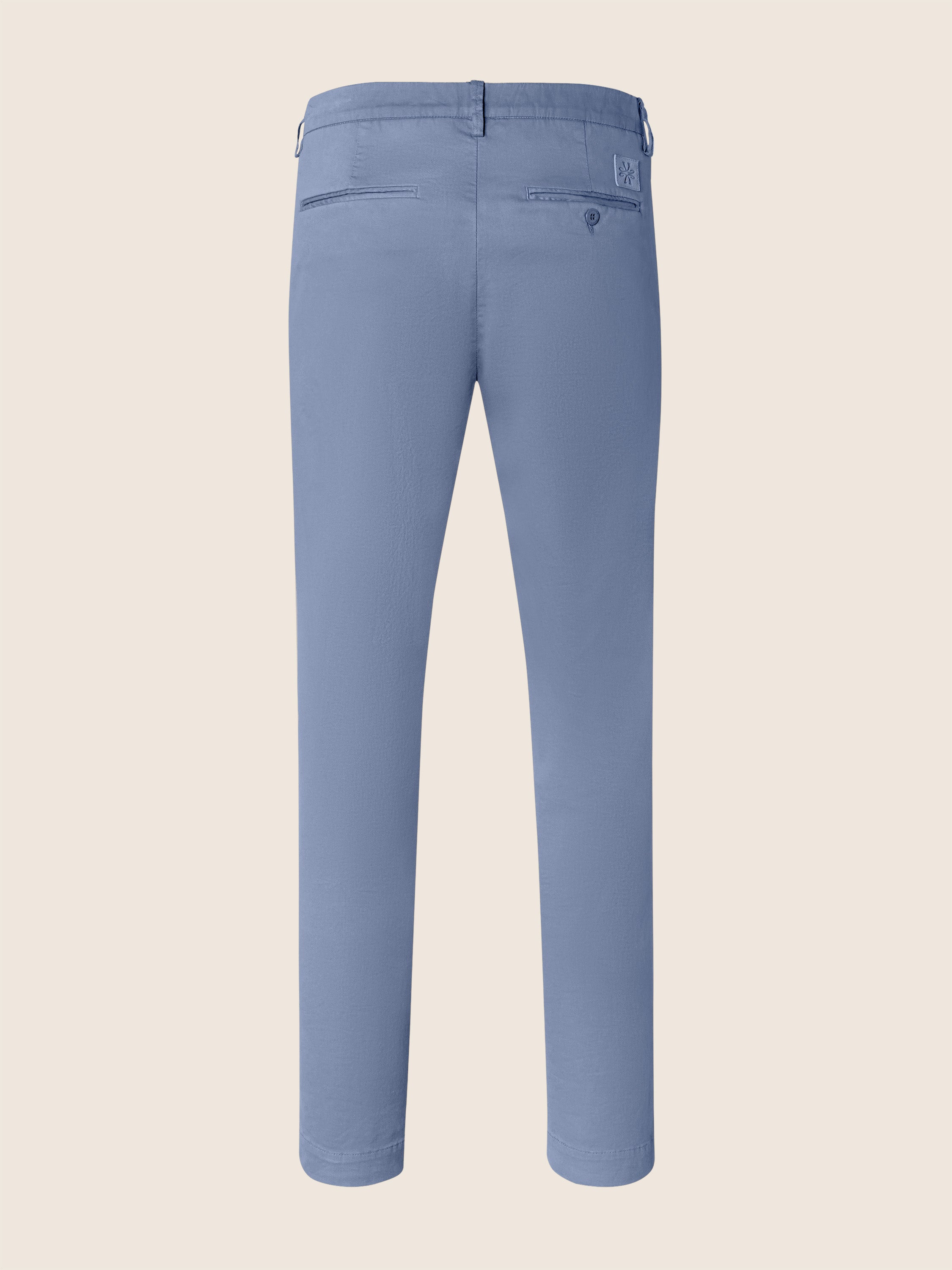 Gray Regular Chino Pants in Colony Blue Cotton and Lyocell Stretch