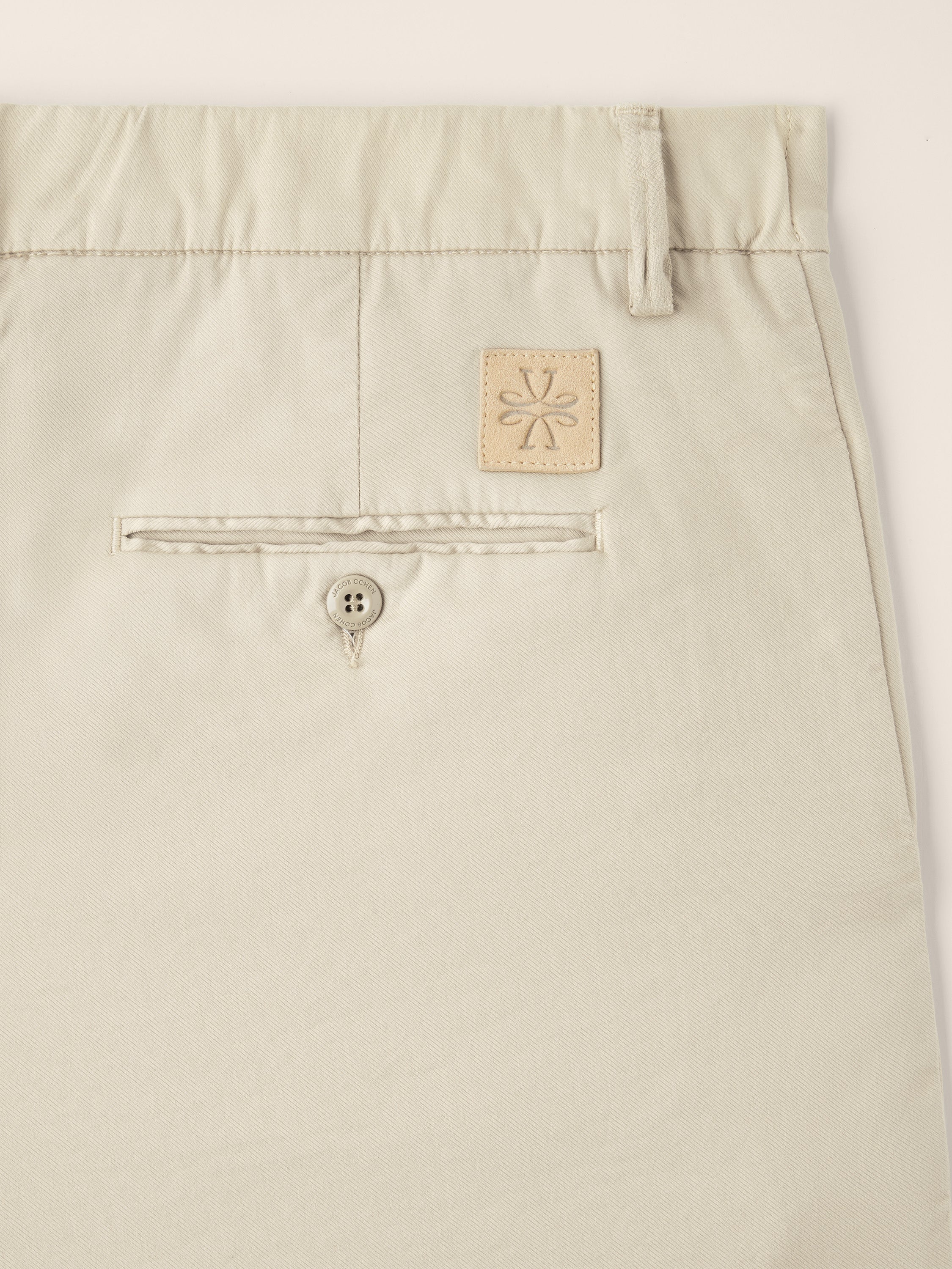Gray Regular Chino Pants in Beige Cotton and Lyocell Stretch Twill